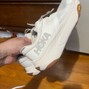 HOKA Transport Shoes Womens Sz 8B Eggnog Vibram Quick Lace Walking Cream